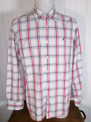 Chemise coton blanc grands carreaux MCS MARLBORO CLASSICS XL 44 logo brodé - Photo 1/4