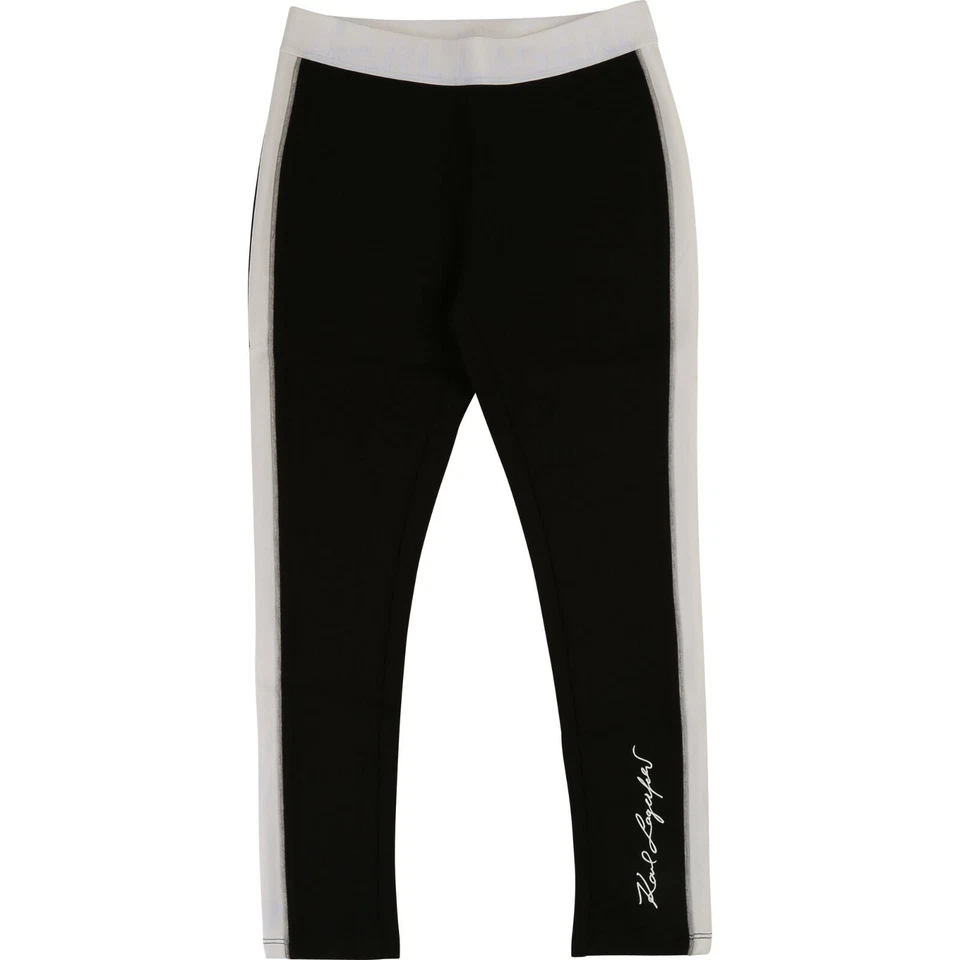 KARL LAGERFELD Kids Milano Leggings schwarz mit Streifen in weiß Gr. 116 - 164