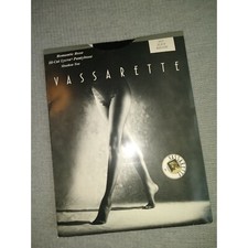 Vassarette Medium Black Stockings Nylons Hosiery Nylon Hi Cut Panty Lace