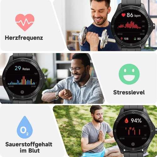 Smartwatch Herren Damen mit Telefonfunktion Armbanduhr für iPhone Samsung Huawei - Bild 4 von 7