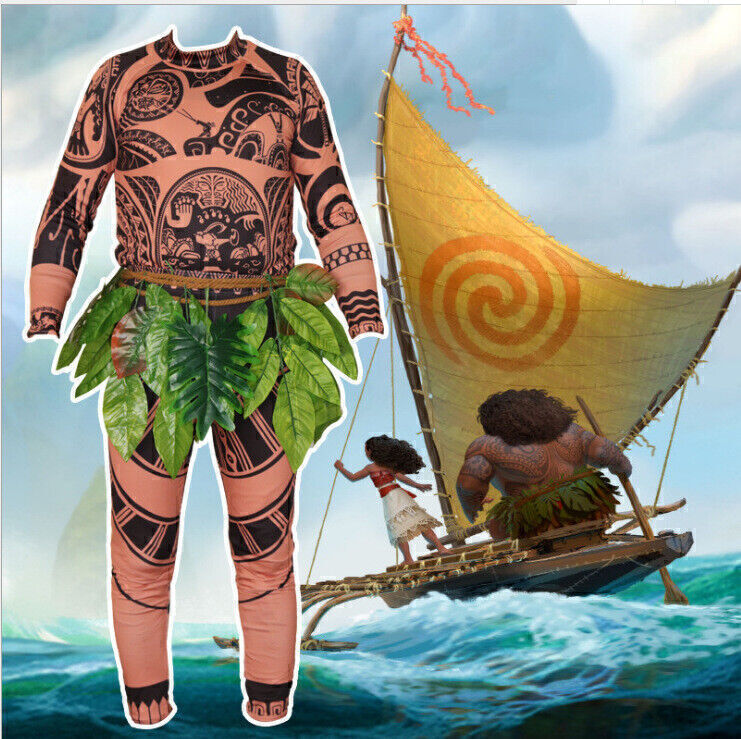 Niños Adultos Moana Maui Cosplay Traje Tatuaje Navidad Juegos con disfraces Vestido Elegante Disfraz Reino Unido