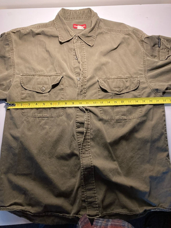 CAMISA UNIONBAY Abotonada Manga Larga Para Hombre Talla MEDIANA Verde Ejército RN 60307 ALGODÓN Foto 3 de 4