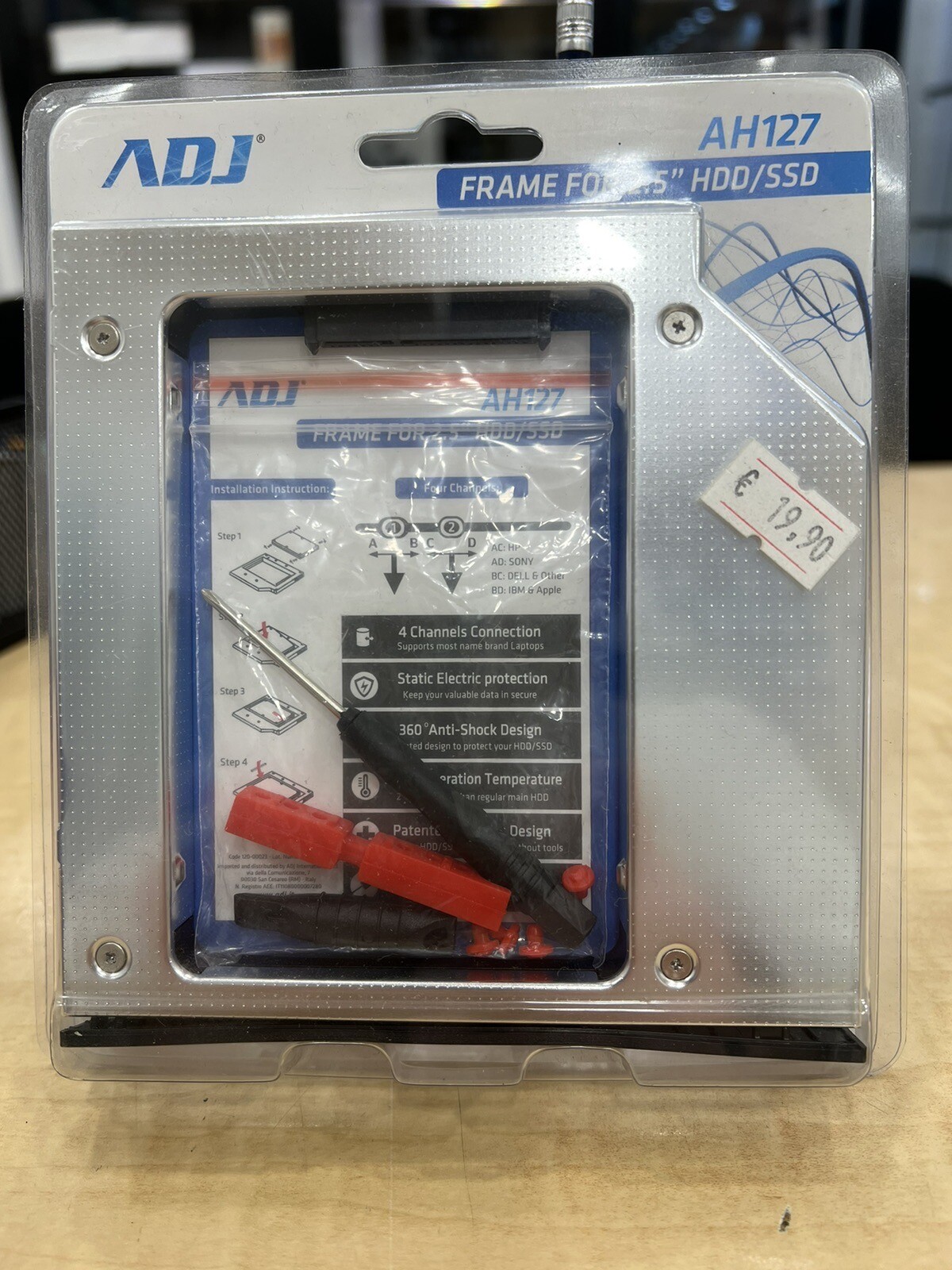 ADJ ADATTATORE HDD/SSD SATA III PER DRIVE CD/DVD 7/9,5/12,5MM 120-00023