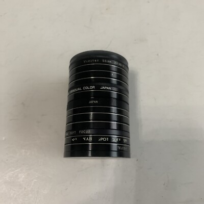 13 Vintage Camera Filters 55mm Canon Rokunar, Telestar, Hoya, Vivitar Japan