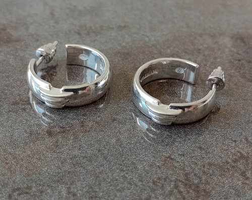 Emporio Armani Earrings, Solid Sterling Silver 925 Small Hoops, Boxed, Vintage