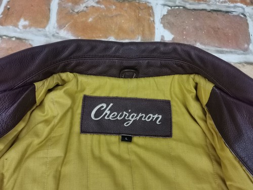 Chevignon 1957 Vintage Leather Jacket Outdoor Capital Letters Casual Size: L Tip - Picture 10 of 11