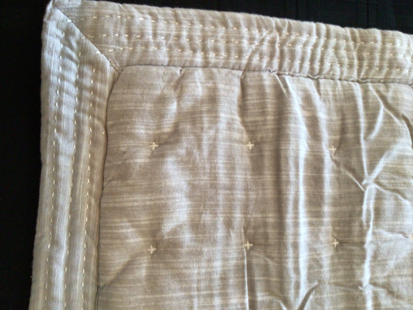 TAHARI Pillow shams STANDARD Set of 2 Cotton Quilted Grey Slubbled eBay