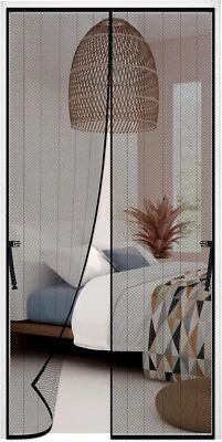ZALAVA - Magnetic Fly Screen Mesh Door Curtain - 120 x 240 cm - Black - NEW