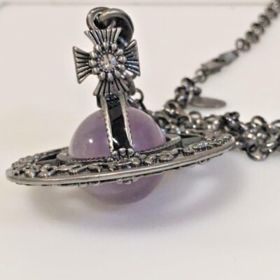 Vivienne Westwood Ornamental Small Amethyst Orbb Pendant Necklace
