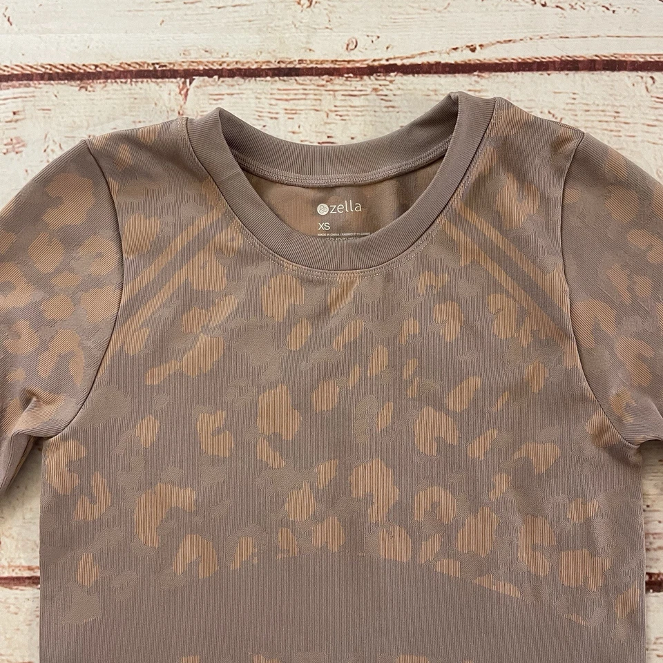 Camisa Atlética de Compresión Estampado Animal Zella Agujeros para Pulgar Rosa Manga Larga XS Foto 4 de 4