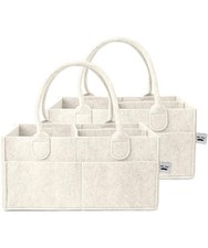 Mr. Pen 2-Pack Baby Diaper Caddy Organizer Beige Collapsible Portable w/Handle