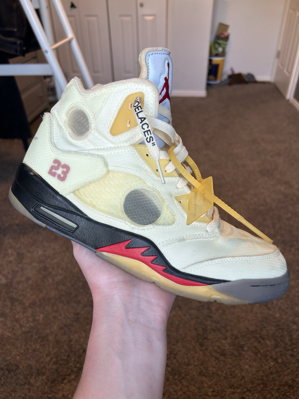 OFF WHITE X NIKE Nike Air Jordan 5 x Off White Sail taglia 13 US