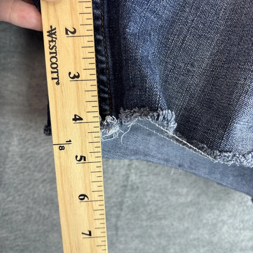Lee Women Cut Off Denim Shorts 16 34x4Mid Rise Raw Hem Whiskered Med Wash VTG - Picture 10 of 15