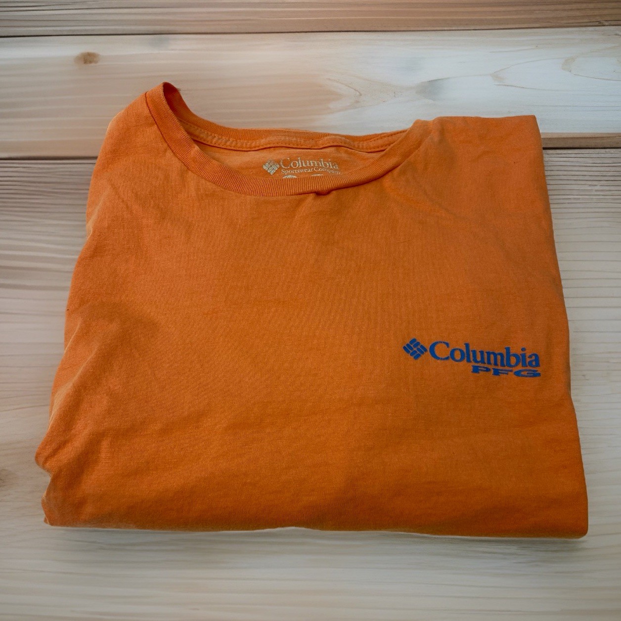 Columbia PFG Men’s XXL 2XL Orange Blue Graphic Print Short Sleeve T Shirt