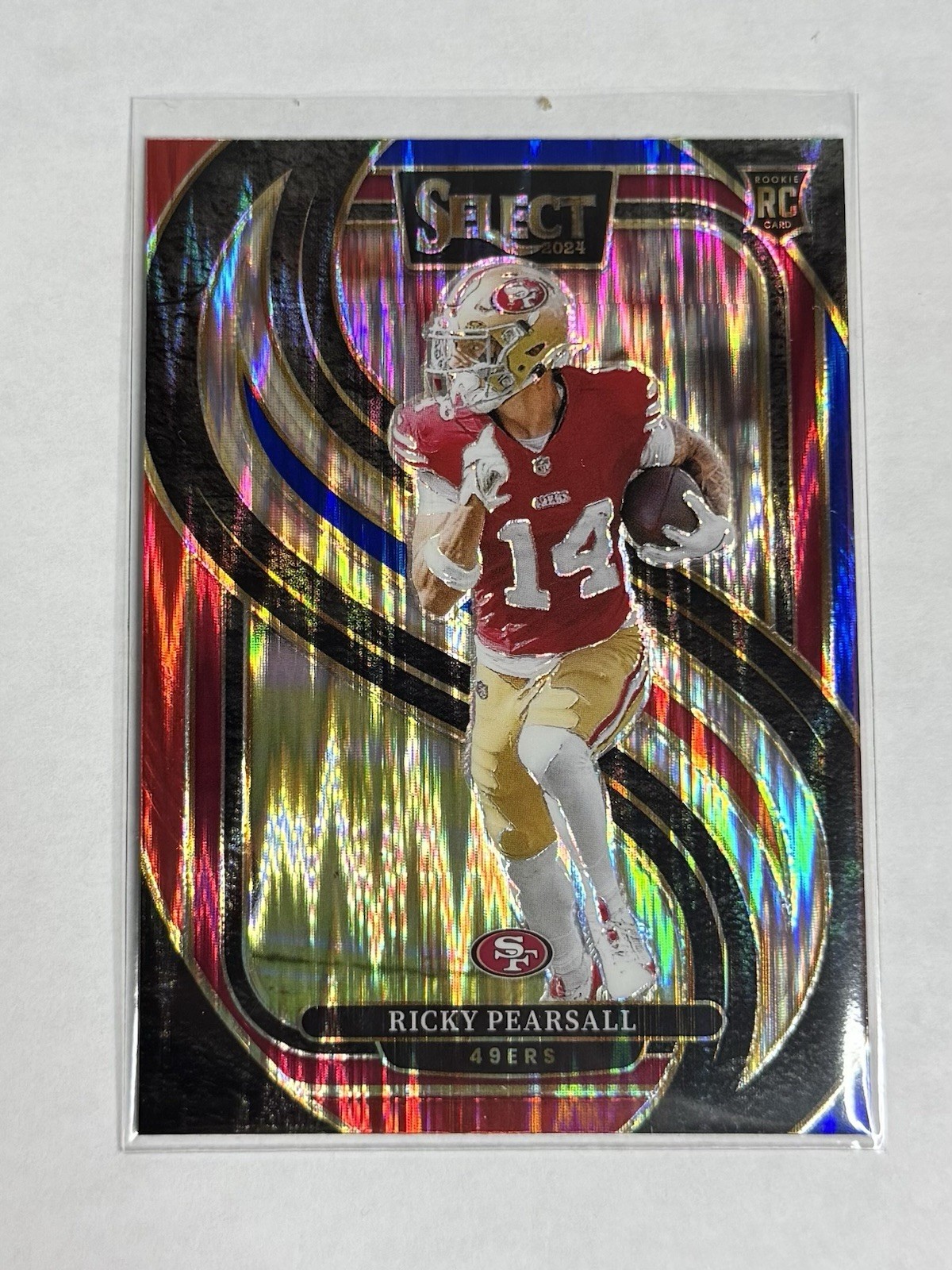 2024 Panini Select Premier Level Ricky Pearsall #173 Red & Blue Shock Prizm (RC)