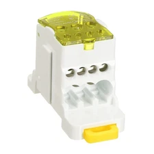 1 in 6 Out Rail Terminal Blocks, 690V 80A Distribution Block Yellow 1.15In W