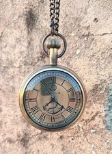 Antique Brass Pocket watch antique vintage with Leather Box Occasion Gift Marine