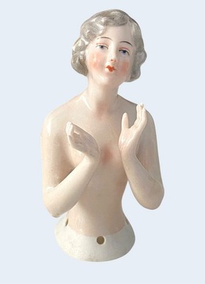 Großes deutsches Porzellan Akt Dame Nadelkissen Half Doll