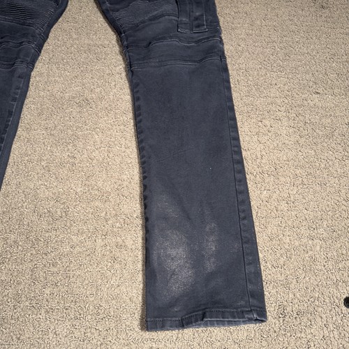 Balmain Paris Black Denim Biker Zipper Ribbed Jeans 36 Skinny - Picture 4 of 16