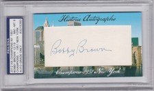 Bobby Brown New York Yankees 2012 HA PSA DNA Auto 8 NM-MT 4t World Series Champ