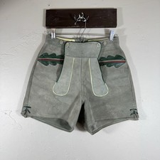Vintage Lederhosen Authentic Suede Leather German Shorts Wmn XS Child 27in waist