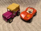 Tonka Lot Of 2 Original 7" Orange Dune Buggy & Purple Jeep W/Gold Glitter Top