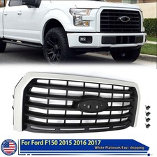White Platinum Front Grille Grill Wo Camera For Ford F150 F-150 2015 2016 2017