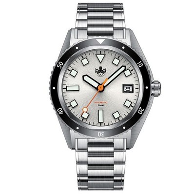 Phoibos Argo 200M Steel Automatic Sunray Date Ceramic Diver Men's Watch