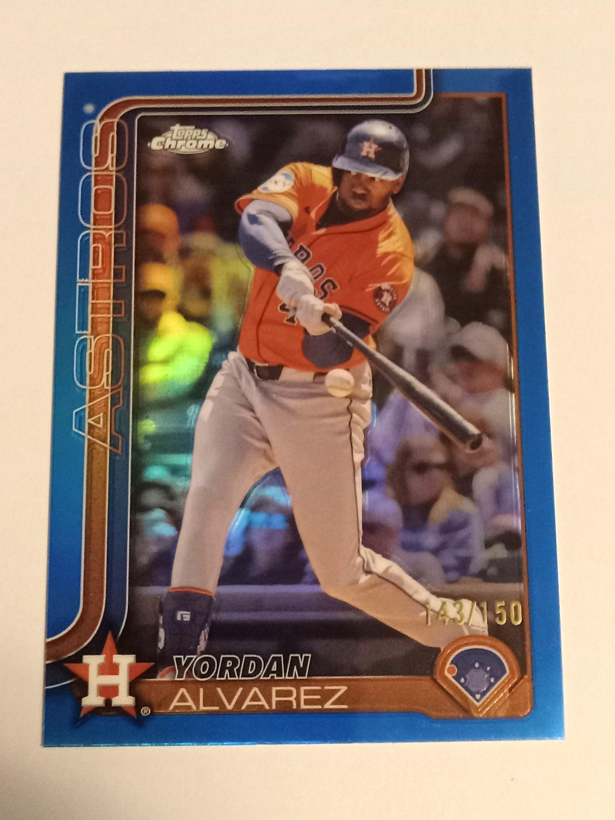 2025 Topps Chrome Blue Refractor #267 Yordan Alvarez SP #143/150  (1:1092 packs)