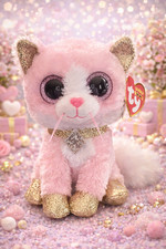 TY Beanie Boos - FIONA the Pink Cat (Glitter Eyes)