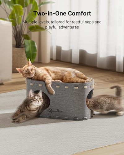 Cat House for Indoor Cats, Cat Bed Cave for Multiple & Large Cats Light Gray - Bild 3 von 7