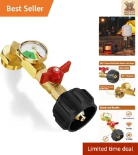Safe & Quick Propane Refill Adapter with Gauge for Type 1 Tanks - Compact Design