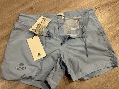 NEW and UNWORN - Sunspel Tailored Swim Short - Sky blue - Sean Connery Style