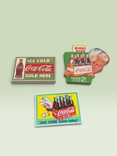 Lot Of 3 Vintage Assorted Classic Coca Cola Fridge SIGN Magnets Willabee & Ward