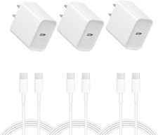 3 Pack 20W USB C Fast Charging Charger for iPhone 17/16 with Cable