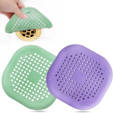 Hair Drain Catcher,Square Cover for Shower Silicone Purple Green