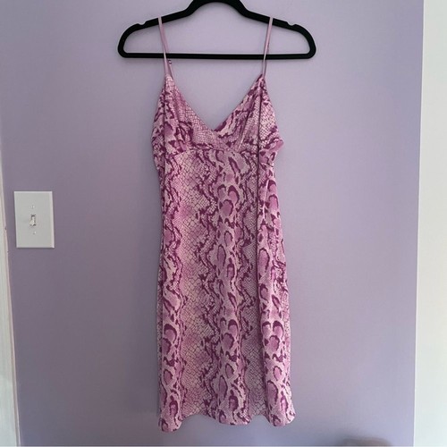 Natori Schlupfkleid in lila Schlangenledermuster Gr. M ärmellos Minikleid - Bild 1 von 10
