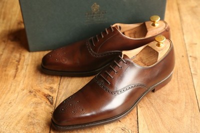 Crocket & Jones Brown Leather Oxford Brogue Shoes Mens UK 7.5 E US 8.5 EU 41.5