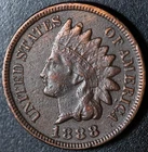1888 INDIAN HEAD CENT - With LIBERTY & DIAMONDS - XF EF Details