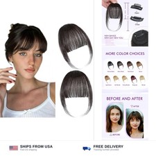 Clip in bangs human hair extensions wispy brown black fake bangs hairpiece