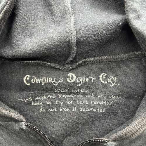 Sudadera con capucha negra con cremallera Cowgirls Don’t Cry para mujer talla grande - Imagen 3 de 10