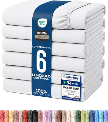 Utopia Bedding 6er-Set Bettwäsche mit Ecken eineinhalb Französisch - 90x200