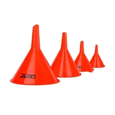 Plastic Funnel Set - 4pcs, Red, for Automotive Gas & Oil, Kitchen Use