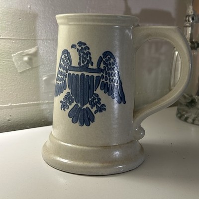Westerwald Vintage Beer Stein Blue Eagle Design Breweriana Collectible