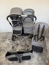 Bugaboo Donkey 2 DuoDouble Pushchair -Grey Melange- Raincovers - From Newborn 