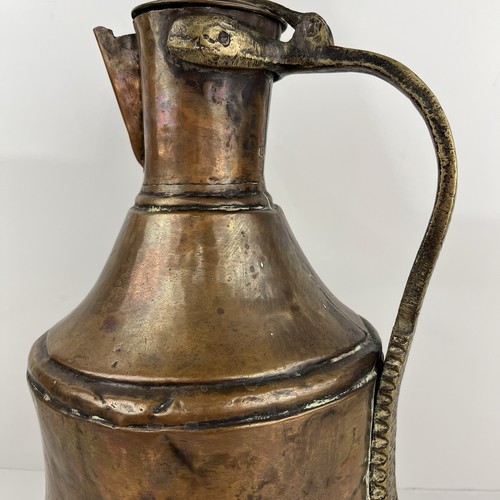 Antique Arabic Copper Dallah Coffee Pot Heavy Large Water Pitcher Lid Rivet - Picture 6 of 18