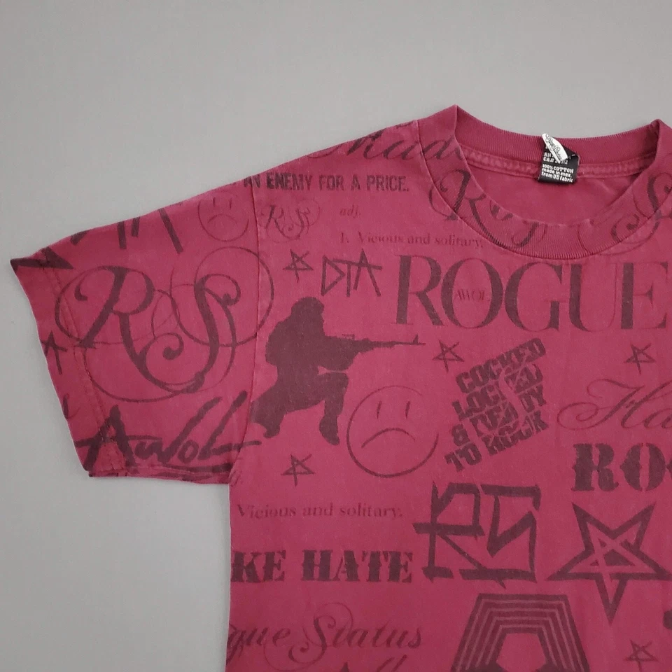 VINTAGE Rogue Status Shirt Mens Small S Short Sleeve DTA AWOL Rob Dyerdek Red * - Image 2 of 4