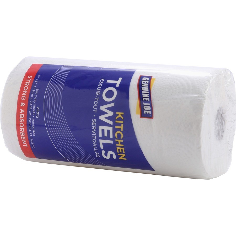 Genuine Joe 250-sheet Perforated Roll Towels - 2 Ply - 8" X 11" - 250