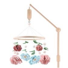 Crib Mobile for Girls - Wooden Musical Baby Mobile with 12 Lullabies - Jungle