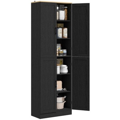 Spacious 4-Door Kitchen Pantry Cabinet with Adjustable Shelves and Hinged Doors